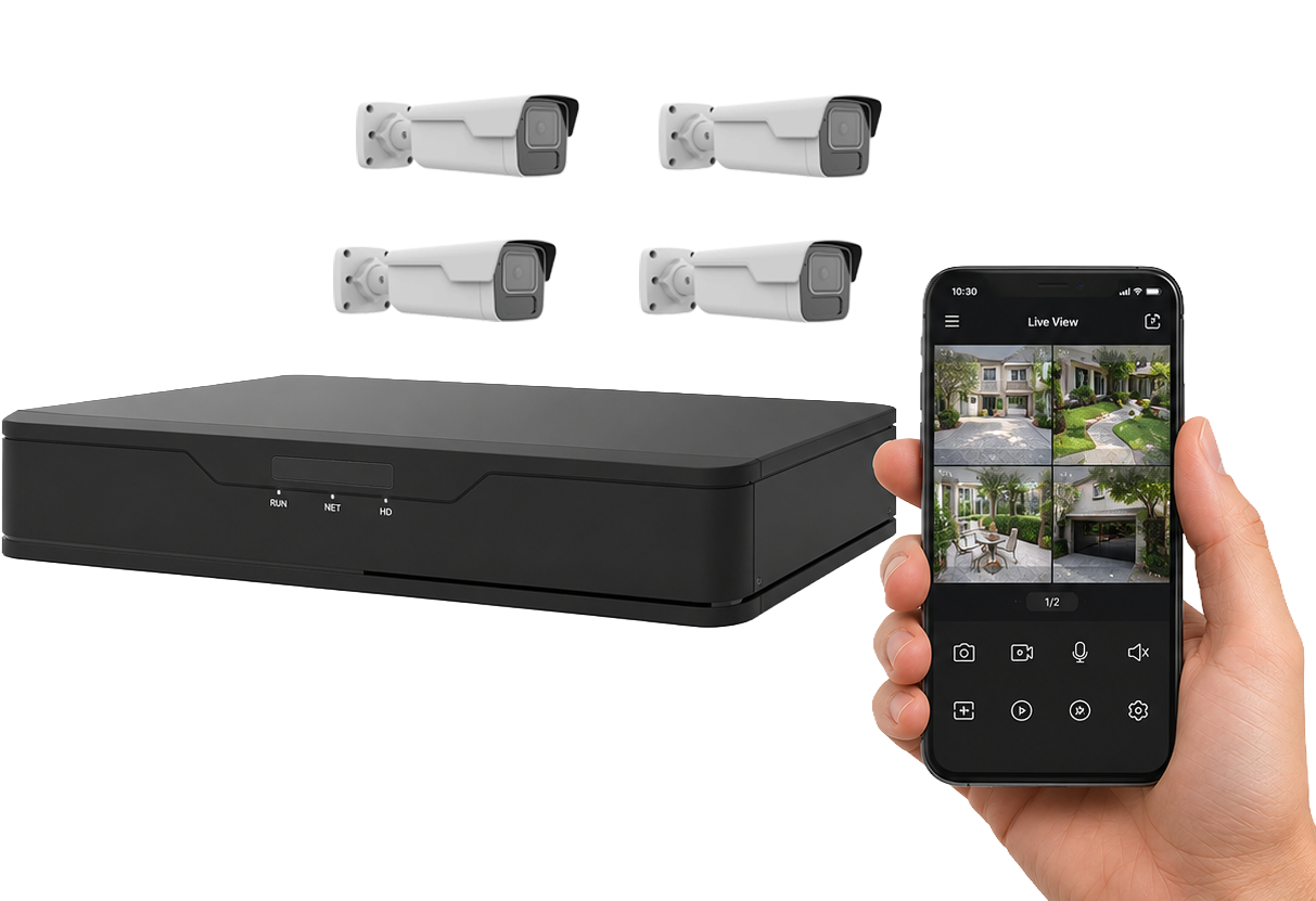 Basic CCTV package with 4 cameras and NVR
